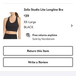 Zella Black Sports Bra with Racerback Design